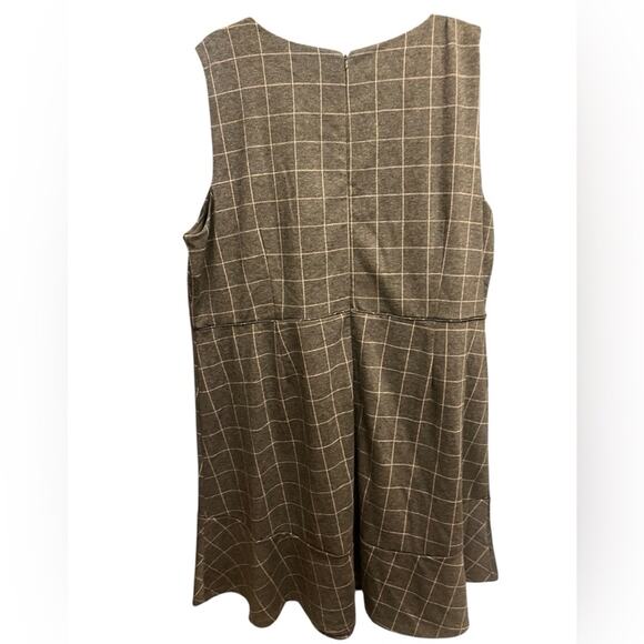 Loft Plus Gray Plaid Sleeveless Soft Stretch Office Corpcore Dress NWT 24 Preppy - Picture 3 of 5